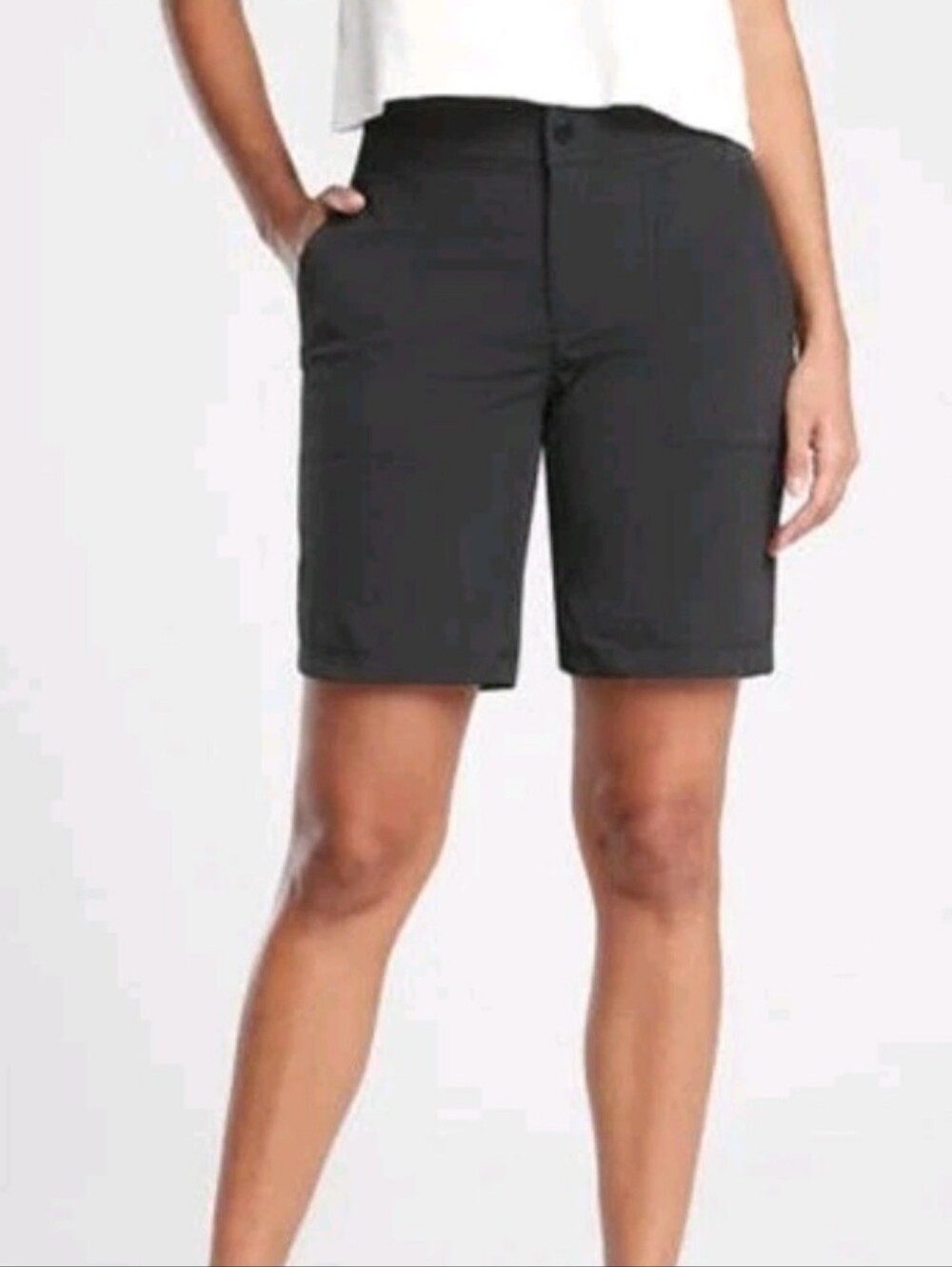 Athleta Trekkie Bermuda 2.0 Shorts Women's Size 6 Black Nylon Blend High Rise